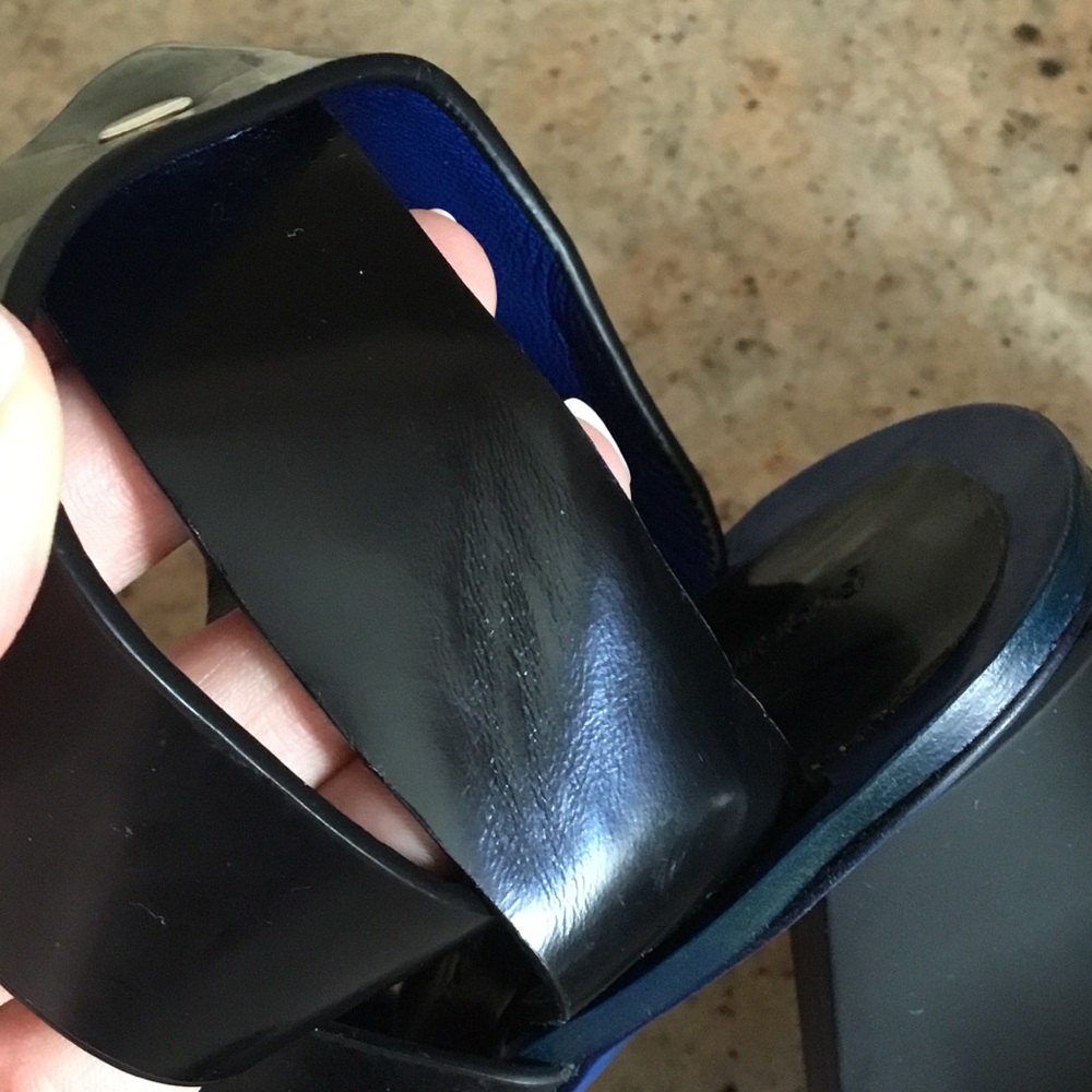Proenza Schouler Black Blue Patent Leather Strappy Heels Sandals - Picture 9 of 16